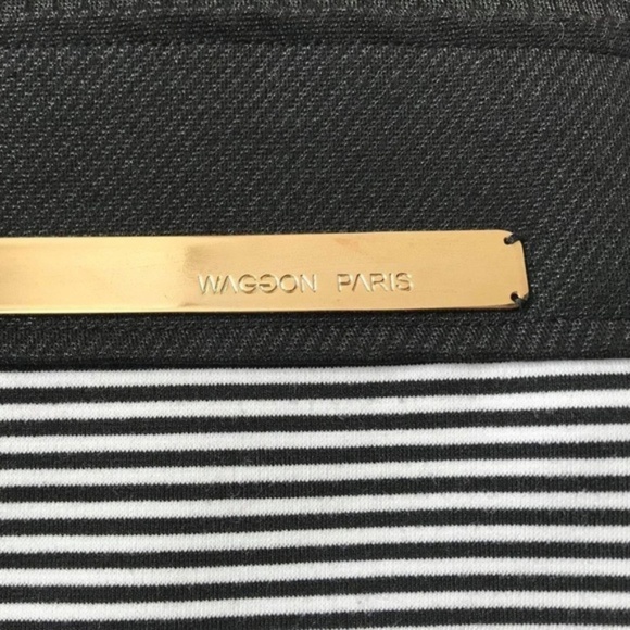 Waggon Paris Black Dress -white stripes- Sz Large - Picture 6 of 8